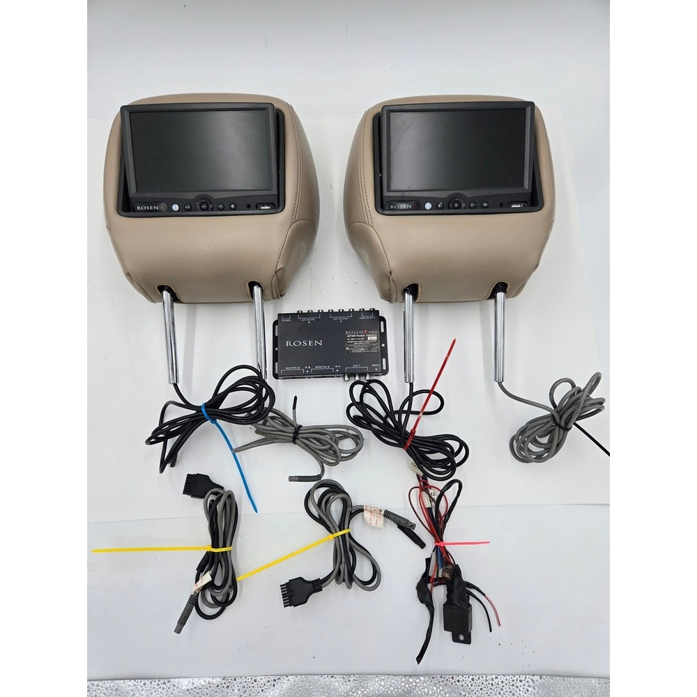 OEM Rosen Rear DVD Headrest Entertainment System Beige Pair Buick Enclave AV7500